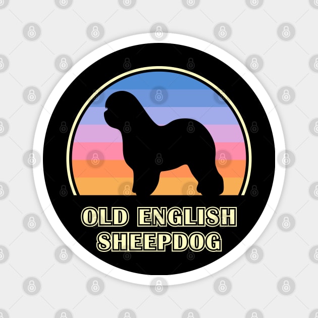 Old English Sheepdog Vintage Sunset Dog Magnet by millersye